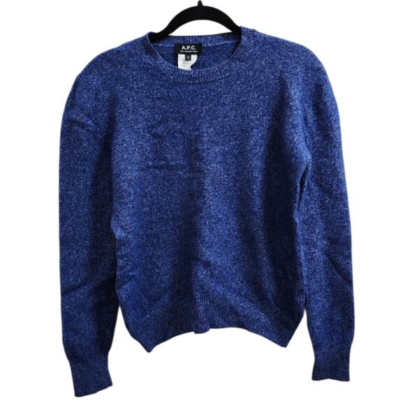 A.P.C. APC Wool Blend Crewneck Sweater M Blue Melange Knit Paris Minimalist Chic - Picture 2 of 9